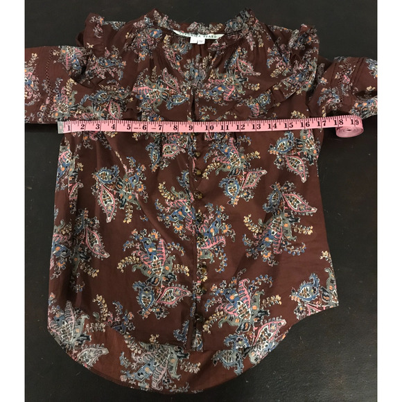Veronica Beard Hopkins Printed Long Sleeve Ruffle Blouse - Size 2 - Picture 7 of 10